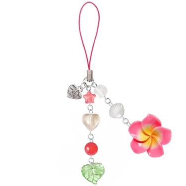 Imagem de Amuletos de telefone com flores de hibisco, lindas flores tropicais havaianas Y2K, correias para celular artificiais, estrela, coração, contas, verão, flores, acessórios de praia, decoração kawaii