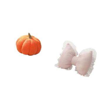 Imagem de Fenteer Almofada de Pelúcia com Laço de Abóbora de Halloween, Almofada Decorativa para Sofá, Cama, Quarto, Sala de Estudo, Cadeira de Escritório, Decoração Mo