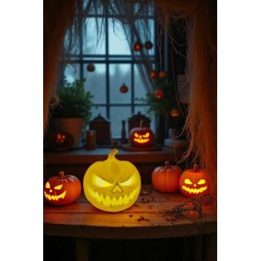 Imagem de Abóbora Decorativa Halloween - "Jack Lantern" LED (Branca/Luz Amarela)