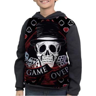 Imagem de Casaco Moletom Infantil Colorido Caveira Game Over Poker - smoke, Pret