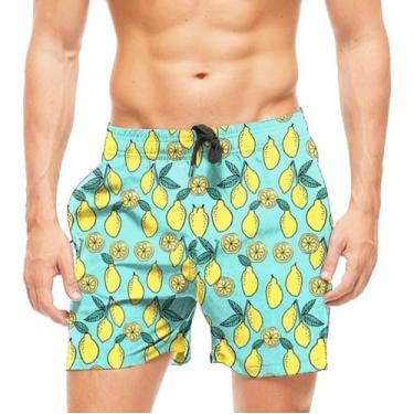 Imagem de Short Praia Shorts Banho Calção Limão Full Print 786 - smoke, Preto, P