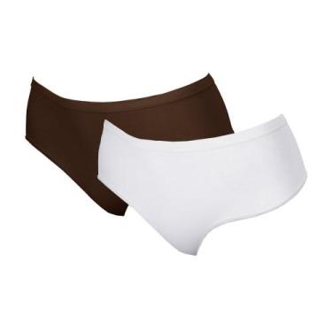 Imagem de Kit 2 Calcinhas Cintura Baixa Hanes 1147 Café/Branco - G, G, Café, Bra