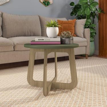 Imagem de Sala de Estar Completa com Rack Buffet Mesa Centro e Mesa Lateral Charlotte Carvalho/Menta