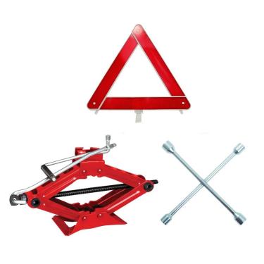 Imagem de Kit Estepe Para Carros Macaco Sanfona 1000 Kg + Triangulo + Chave de Roda Cruz