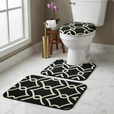 Imagem de Kit Jogo Tapete Banheiro Antiderrapante 3 Peças Emborrachado - JR, Ara