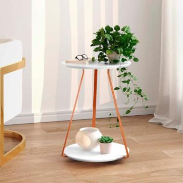 Imagem de Mesinha Lateral Centro Sala de Canto Sofá Mesa Apoio Decorativa 47 cm em MDF(BRANCA)