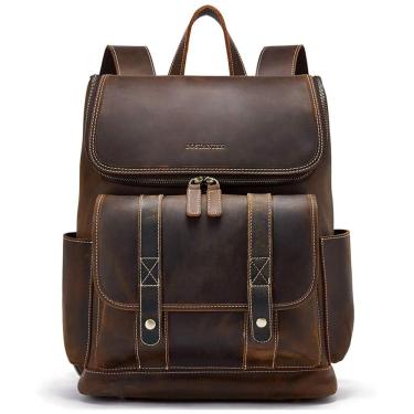 Imagem de Mochila Vintage de Couro para Laptop Masculina, BOSTANTEN, Marrom