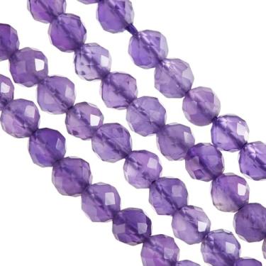 Imagem de Cerca de 100 ~ 101 peças de contas de ametista natural facetada de 3,5 ~ 4 mm fios de contas de ametista roxa natural contas de pedra de cristal roxo pingentes soltos redondos para colar, pulseira