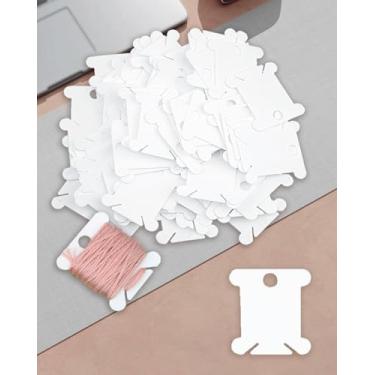 Imagem de 100 peças de bobinas de fio dental bordado, cartões organizadores de linha branca para ponto cruz, costura e armazenamento de artesanato - durável e reutilizável
