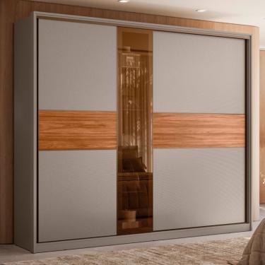 Imagem de Guarda-Roupa Casal com Espelho Reflecta Authentic Flex 2 Portas 6 Gavetas Nude e Nogueira