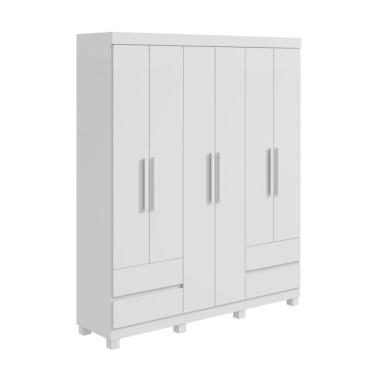 Imagem de Guarda-Roupa Casal Zeus com Pés 6 Portas 4 Gavetas Branco