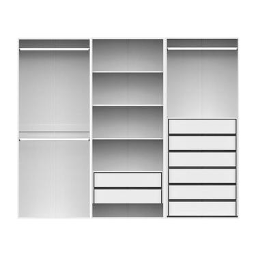 Imagem de Guarda-Roupa Modulado com Cabideiros e Prateleiras New Tuyo 8 Gavetas Branco 270 cm