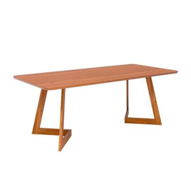 Imagem de Mesa de Jantar Retangular com Tampo MDF Caju Cinamomo e Madeira 210 cm