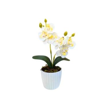 Imagem de Mini Orquídeas Arranjo Vaso Flor Artificial Sustentável Não Precisa Cu