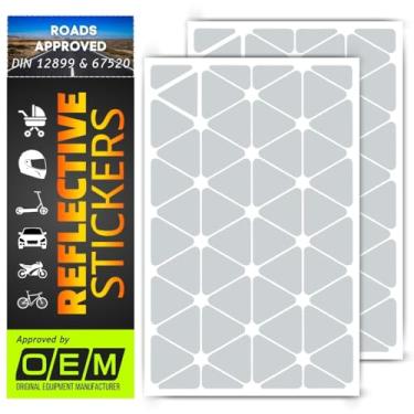 Imagem de SOLNIT DIN67520 ECE104 Feito com refletores Ora FOL 5600, adesivos de fita refletiva, trailers à prova d'água, carro infantil, motocicleta, capacete, aros, bicicleta, olho de gato, 96 peças (branco)