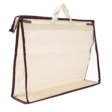 Imagem de Bolsa de mão, organizador de armazenamento transparente tamanho G PVC à prova de poeira capa de bolsa transparente protetor de bolsa, bege