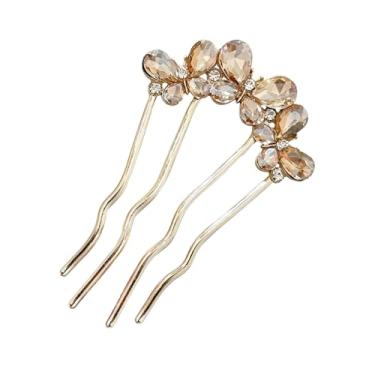Imagem de Pentes laterais de cabelo, prendedor de garfo, prendedor de cabelo, alfinete de cabelo para coque, em forma de U, pentes de cabelo com strass borboleta para acessórios de cabelo vintage