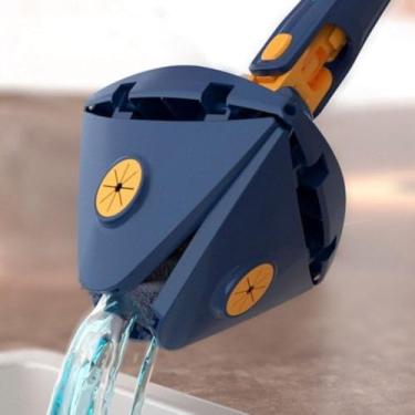 Imagem de Mop Triangular 4 em 1 – Limpador Multifuncional 360°, Azul, Para Janelas, Teto e Móveis, Com Haste Extensível