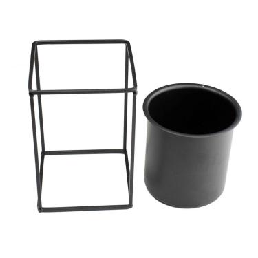 Imagem de Vaso Preto Com Suporte Em Metal 16x11cm