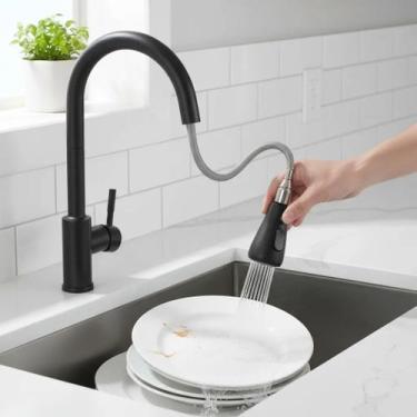 Imagem de Torneira Gourmet Flexivel Monocomando Quente Fria Preto - AKF, Preto