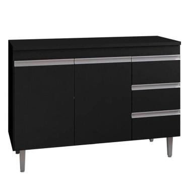 Imagem de Balcão De Cozinha Andréia Com Tampo 100 Cm Preto Fosco - Ajl