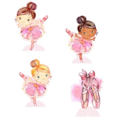Imagem de KIT 4 Displays Bailarina Aquarela 20cm - Vinil Fosco Sem Reflexo - Totem Decoração Festa Infantil Aniversário