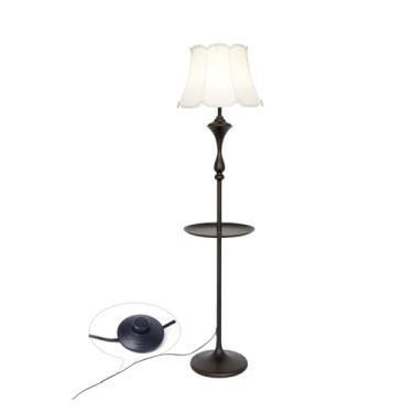 Imagem de Luminária de chão Mesa lateral LED e abajur de chão, moderno com bandeja para quartos, sala estar, escritório, leitura(Branco)