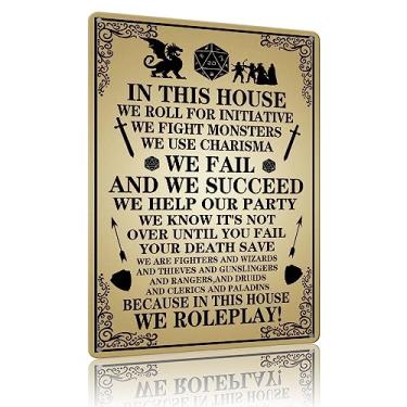 Imagem de Dungeons And Dragons Sign Dragon Wall Art Dungeons And Dragons Movie Poster Dungeons And Dragons Gifts For Men In This House We Roll For Initiative We Roleplay Retro Metal Tin Sign Dungeons And Dragons Decor Star Trek Cartazes de porta de jogador 40,6 x 30,5 cm
