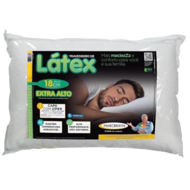 Imagem de Travesseiro Hipoalergênico de Látex Marcbrayan, Extra Alto, 18 cm de Altura