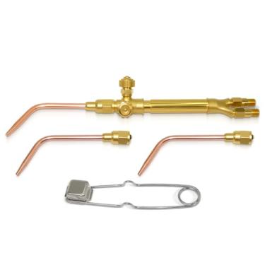 Imagem de JZWELD Kit de tocha de soldagem/brasagem leve, cabo de tocha compatível com Victor Series "J" inclui 3 pontas de soldagem + ponta de pederneira