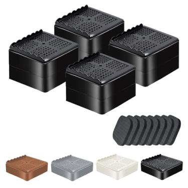 Imagem de shouwuhho Elevadores de móveis, pacote com 4 peças de elevação para cama com aderência antiderrapante e suporte resistente, elevação de 2,5 cm, 7,6 cm, 10 cm de altura, para sofá, mesa, mesa, cadeira