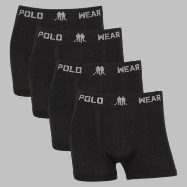 Imagem de Kit 4 Cuecas Boxer Masculina Polo Wear Microfibra Sem Costura, Preto, 