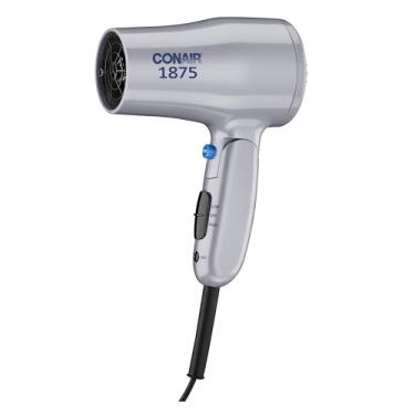 Imagem de Conair Secador de cabelo compacto de 1875 Watt com alça dobrável, cinza