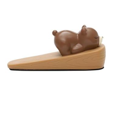 Imagem de Chiffonade Batente de porta - Batente de porta em forma de animal decorativo engraçado batente de porta bonito cunha portátil para interior de casa e escritório (urso marrom)