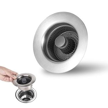 Imagem de Auxiliar de pia 3 em 1 - tampa de pia de cozinha de aço coador e cesta de drenagem coletor de alimentos - antientupimento