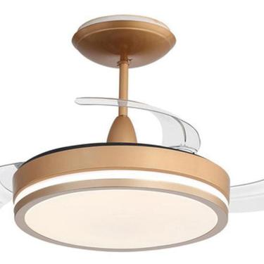 Imagem de Ventilador Teto Retrátil Com Controle 91Cm Dourado Bivolt