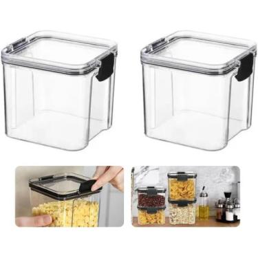 Imagem de Kit 2 Potes de 950ml Mantimentos Quadrado Acrílico Slim - Plasnorthon