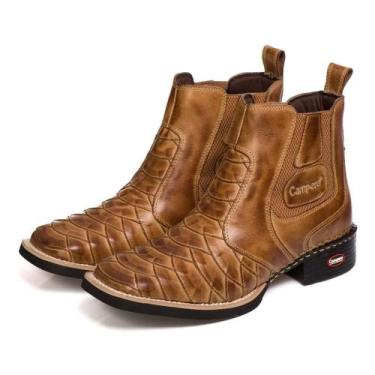 Imagem de Bota Country Masculina Couro Escamada Cano Curto Cowboy - Campero, Mar