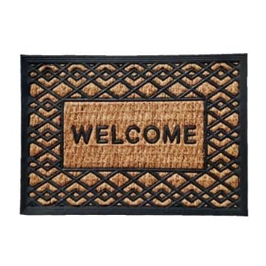 Imagem de Capacho De Porta Fibra Emborrachado Panamá Zig Zag 60x40cm - Uzoo Capacho Fibra Emborrachado Panama 60x40cm Zig-zag