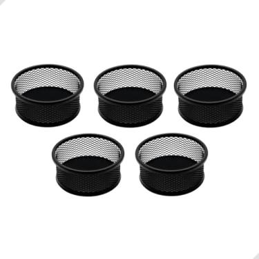 Imagem de Kit com 10 Porta Clipes Organizador Pequeno De Mesa Redondo Aramado Para organizar objetos no Escritório | Trabalho | Estudos e home office (Preto 10 unidades)