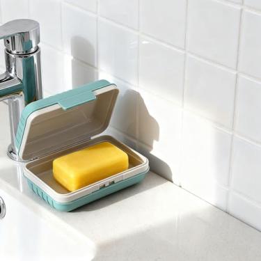 Imagem de Estojo de sabão de viagem com tampa, suporte de sabão portátil à prova de vazamento para chuveiro, academia, acampamento, caminhada essencial, azul (1 pacote)