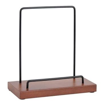 Imagem de DICOSMETIC 1 suporte para exibição de disco de vinil de madeira, suporte de armazenamento de disco de vinil, suporte de exibição de álbum de música de madeira, organizador de discos marrons com