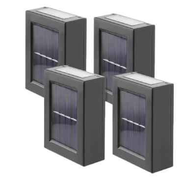 Imagem de Luminária de parede de jardim ultrafina com LED, alimentada por energia solar e com duas fontes de luz, com suporte(4 pçs)