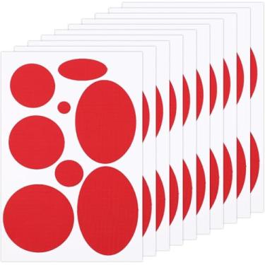 Imagem de 10 folhas/80 peças de remendos de jaqueta, remendo de reparo de tecido de nylon impermeável de tamanhos diferentes, fita adesiva redonda oval de reparo de roupas para jaqueta, mochila, saco de dormir