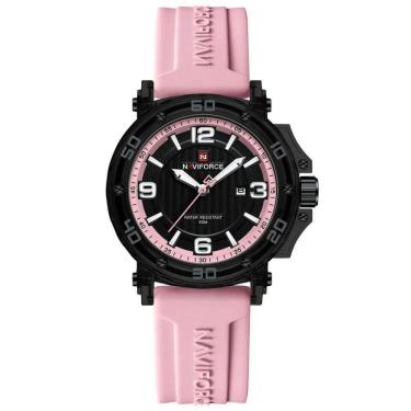 Imagem de Relógio Feminino Quartzo Moderno Multifuncional Impermeavel 3atm Preto Rosa