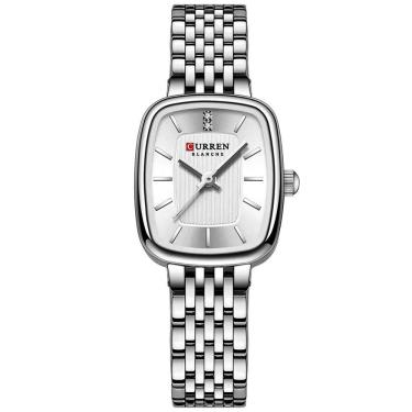 Imagem de Relógio De Pulso Quartzo Feminino Design Elegante Strass Pulseira Em Aço Inoxidavel Branco