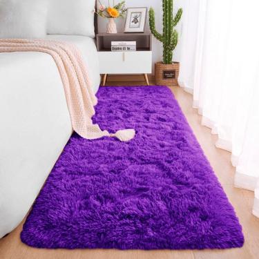 Imagem de Passadeira Quarto Felpudo Peludo Roxo 60 X 180 Cm
