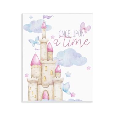 Imagem de Stupell Industries Arte de placa de parede de castelo Once Upon A Time, design de Kim Allen, 14 x 11