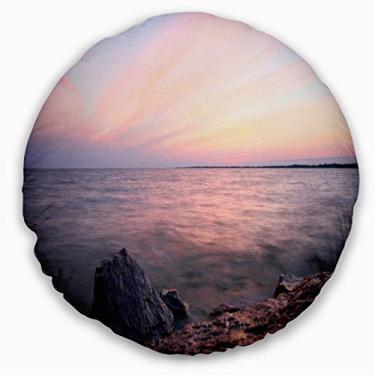 Imagem de Foto de praia Designart roxa com tarugas para noite litoral sala de estar, sofá, almofada de alta qualidade + capa de almofada impressa em ambos os lados 50 cm