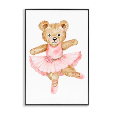 Imagem de Stupell Industries Urso de pelúcia bailarina cinza emoldurado, arte giclée, design por Amy Hall, 61 x 40 cm